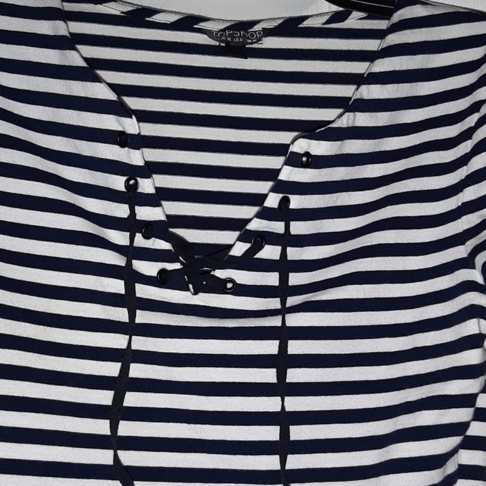Topshop cropped striped laces shirt - Picture 3 of 5